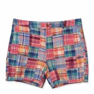 NWT L.L. Bean Women’s Favorite Fit Madras Plaid Patchwork Shorts, sz 16